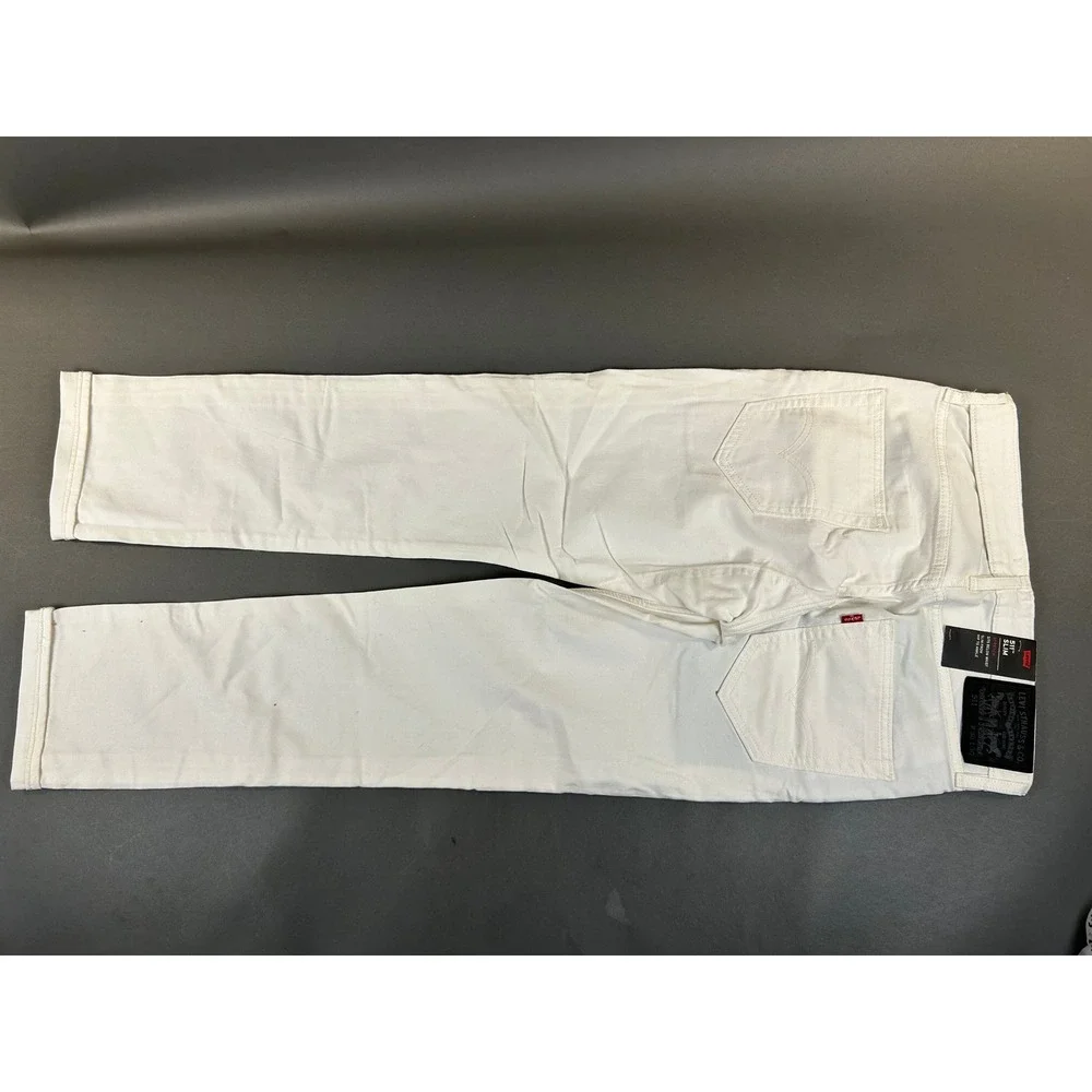 Levis Premium 511 Slim White Jeans Grey Side Stripe Stretch Denim 30x30 NEW